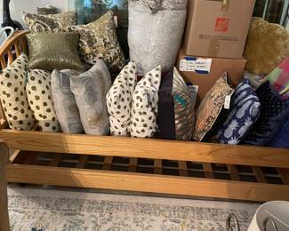 Assorted Throw Pillows and Trundle Bed