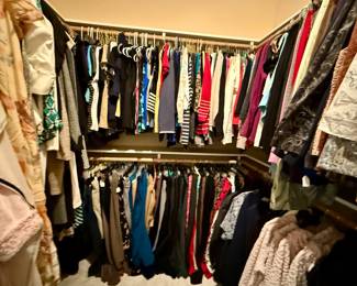 Lots and lots of women's clothing.  Mostly size LG and XLg.  Chicos, Talbots, Cold Water Creek, etc.
