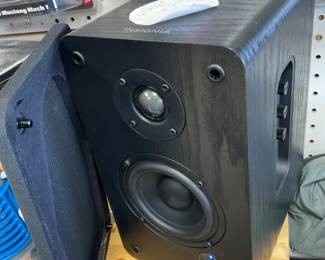 Bluetooth Speaker Pair. With adjustable bass and treble dials. With connection input to add a subwoofer