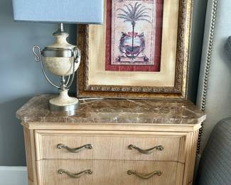 pair of matching Bernhardt stone-top nightstands