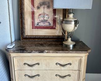 pair of matching Bernhardt stone-top nightstands