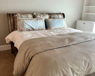 King size bed, and linens
