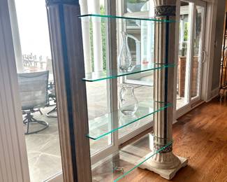 6’6” tall column lamps with glass shelves