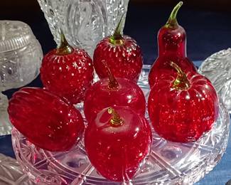 Vintage Ruby Glass Fruit