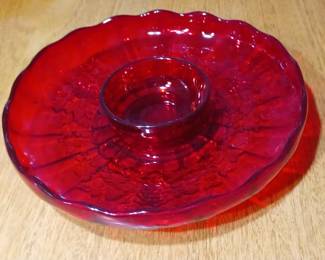 Vintage Ruby Glass Serving Platter