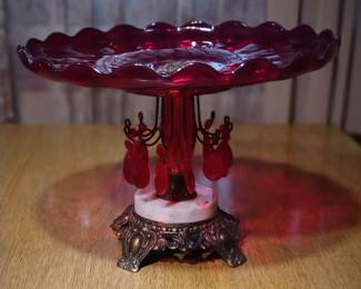 Lovely Vintage Ruby Glass Large Compote