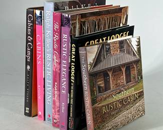 (7pc) Collection Books On Cabins And Rustic Living | Including Rustic Elegance and Cabin Living.
