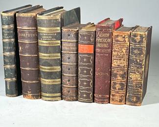(8pc) Mixed Lot of Antique Leather-Bound Books | Including North American Indians vol 2