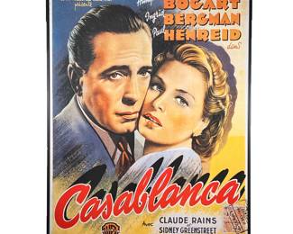 Large Reproduction Casablanca Movie Poster | Large movie poster of "Casablanca". Text in French. - h. 35 x w. 26.25 x l. 1 in