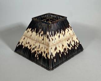 Porcupine Lampshade | A unique shade constructed of porcupine quills attached to a metal frame. - h. 11 x w. 13.5 in (At bottom, 6.25x6.25 top)