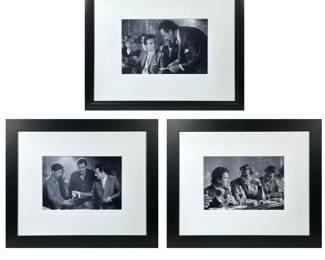 (3pc) GOODFELLAS & A BRONX TALE BLACK & WHITE MOVIE STILLS | Two Silver gelatin photos from the movie “The Goodfellas” and one from “A Bronx Tale”. All with white mats two black frames match and the other is similar. Photos 8.5” h x 13” in. sight - h. 19 x l. 24 in (Frames)