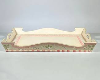 Posh Tots Changing Table | Changing station for on top of a dresser. Painted with pink trim, flowers and polka dots. - h. 4.5 x w. 22 x l. 37 in