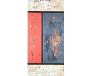 Monti Luxor Contemporary Abstract Oil on Canvas “Ancient Walls” | Mixed media on canvas. Titled and signed on verso, "Monti / LMC / Luxor"
- h. 50 x w. 20 x d. 1.5 in