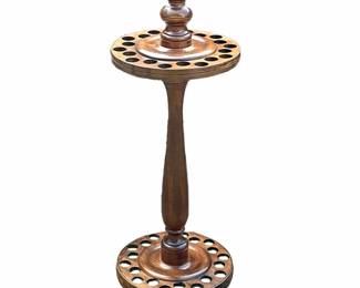 Cane/Pool Cue Holder | Dark wood stand with lined green felt bottom. - h. 30 x dia. 11 in