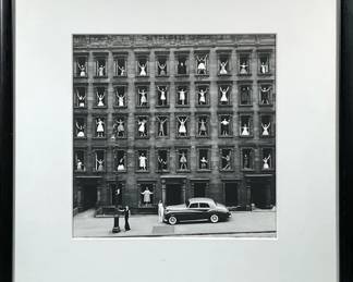 Ormond Gigli | Girls in Windows, New York 1960 | Framed and matted monochrome photographic print by Ormond Gigli (1925-2019) - h. 26 x w. 26 x d. 1.5 in (frame)