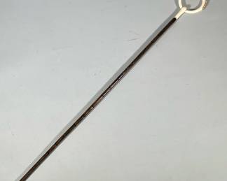 Antique Carved Bone Round Handle Walking Stick | Carved round bone decorated with flowers. Slightly cracked -- see photos. Having wooden shaft and a metal Ferrule - w. 4 x l. 39 x d. 4 x dia. 4 in