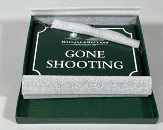 (2pc) Pair of NIB Holland & Holland Gone Shooting Door Signs | New in box and never used - h. 6 x w. 1 x l. 8.5 in