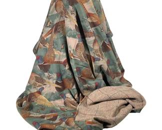 Ralph Lauren Throw | 100% wool, Italian Challis and British Tweed. Pheasant pattern in warm autumn colors with tweed backing. - w. 51 x l. 70 in