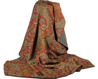 Ralph Lauren Throw | 100% wool, Italian Challis and British Tweed. Paisley design with pheasants on front and tweed lining. - w. 54 x l. 72 in