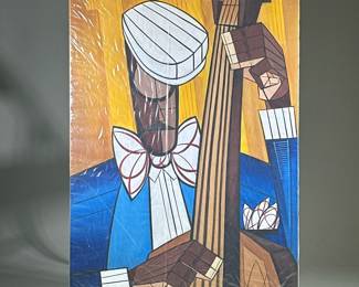 Tariq Mix Original Abstract Oil on Canvas “Bass Man” | Titled, signed, and dated on verso, as well as signed lower right. Comes with a COA - h. 36 x w. 24 in