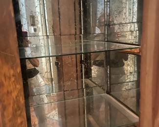 Glass shelves in wardrobe