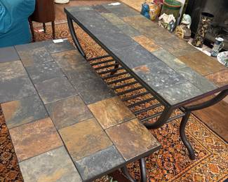 2 slate tile tables