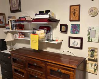 Lots of artwork and some office supplies