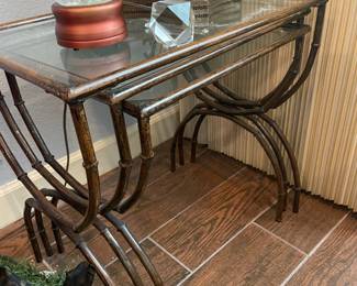 3 nesting tables glass top $75