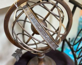 24” Brass Finish Metal Compass Armillary Sphere Metal Globe
