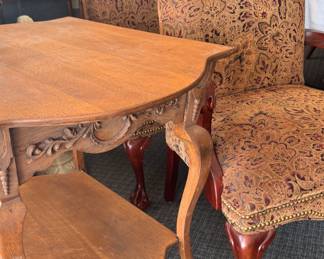 Oak Table, upholstered chairs 