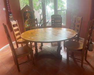 72" diameter pine dining table and chairs (not discounted)