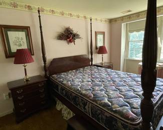 Ethan Allen Four Post Rice bed and end tables (matching bed steps, dresser and mirror, and wardrobe are also available)
*lamps not included