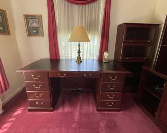 Queen Anne desk with drawers for filing and supplies. (Lamp is separate)