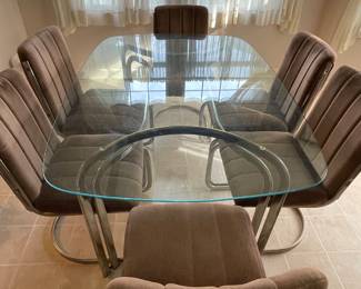 Glass and brass table and chairs