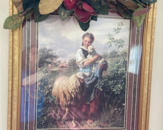 Shepherd Girl print in gold frame