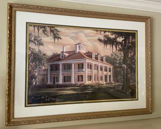 Plantation home print in beautiful gold frame