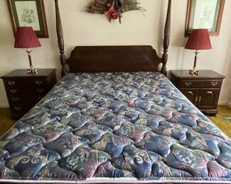 Ethan Allen Four Post Rice bed (shown
with mattress only. Actual mattress height would be twice as high plus about 4 inches)