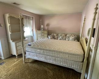Bedroom Suit (post bed, chest of drawers, dresser with hutch) by Broyhill. Also available, desk, chair and mirror.