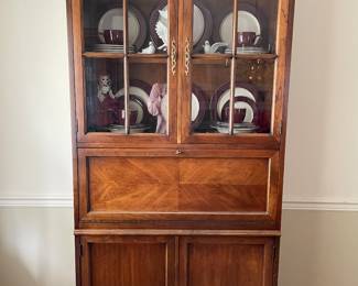 Tall hutch modified with lighted drop-down desk behind the middle door *plates sold separately 