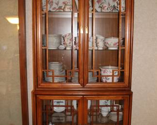 1970s Henry Link "Mandarin" China cabinet with fretwork.