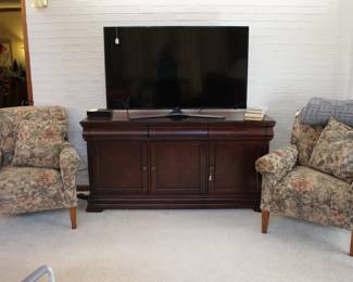 Flex Steel chairs, Broyhill Credenza, TV