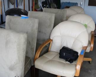 Two sets of four chairs.