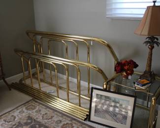 Brass bed.