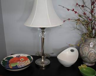 Lamp, serving pieces.