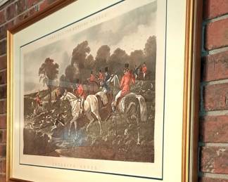 Engraved hunt scene
