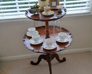Mahogany dumbwaiter, two-tier