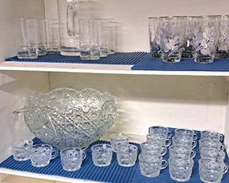 Early American Pressed Glass punch bowl