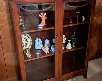 Two door, glass front mahogany bookcase