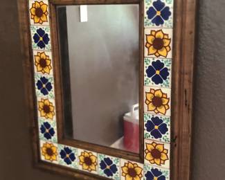 Mirror w/tiles, approx 12" x 18" 