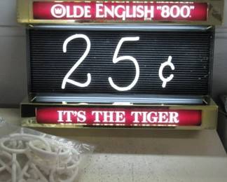 Olde English "800" Lighted Beer Sign w/Numbers
